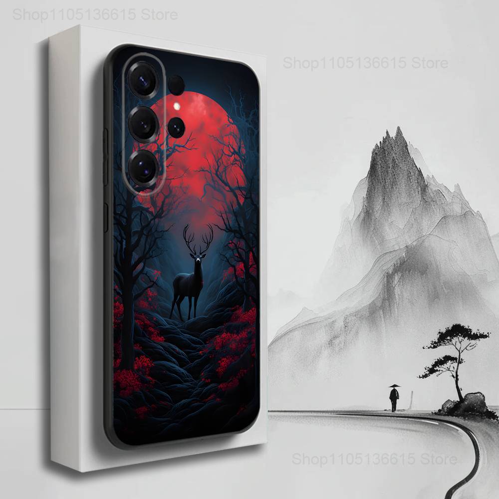 Cute Deer Animals Case For Samsung S10,Plus,S9,S22,S25,Ultra,S24,S21,S20,S23,FE,Lite,Soft Silicone Black