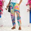Women S Plus Size Loose Fit Printed Long Pants Black Pink Gradient With Pockets