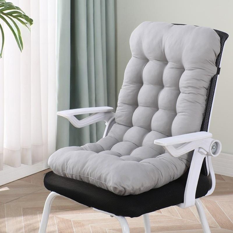 Solid Color Stitching All-in-one Chair Cushion PP Cotton Student Dormitory Backrest Lumbar Protect Waist Mat All-season Thick Office Chair Buttock Pad