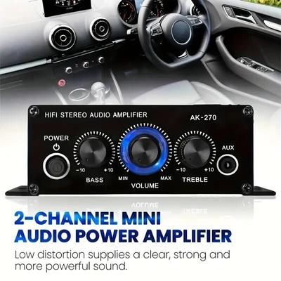 12v Mini Audio Amplifiers For Car Digital Sound Amplifier For Home Car Channel 2.0 Power Amp Support Treble Bass Aux Input