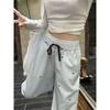 Korean Blue Striped Wide-Leg Women's Pants - Spring/Summer 2026 New Design Long Casual Pants