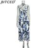 BITCED Women's Elegant Floral Print Fashion Lace-Up Halter Neck Loose-Fit Spring Dress