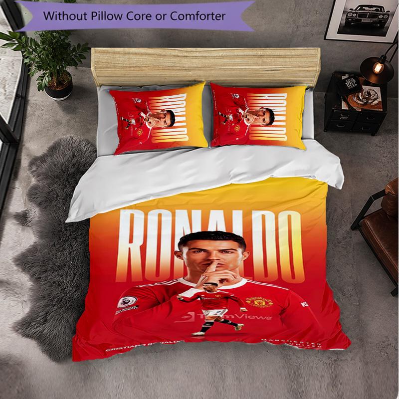 Biancheria da Letto a Tema Cristiano Ronaldo Set 3 Pezzi Copripiumino Biancheria da Letto Decorativa per Stanza Adolescenti Decorazione Casa