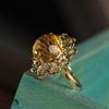 Vintage-Inspired Floral Ring with Yellow Crystal Exquisite Golden Flower Design Statement  for Women Elegant Daily Wear