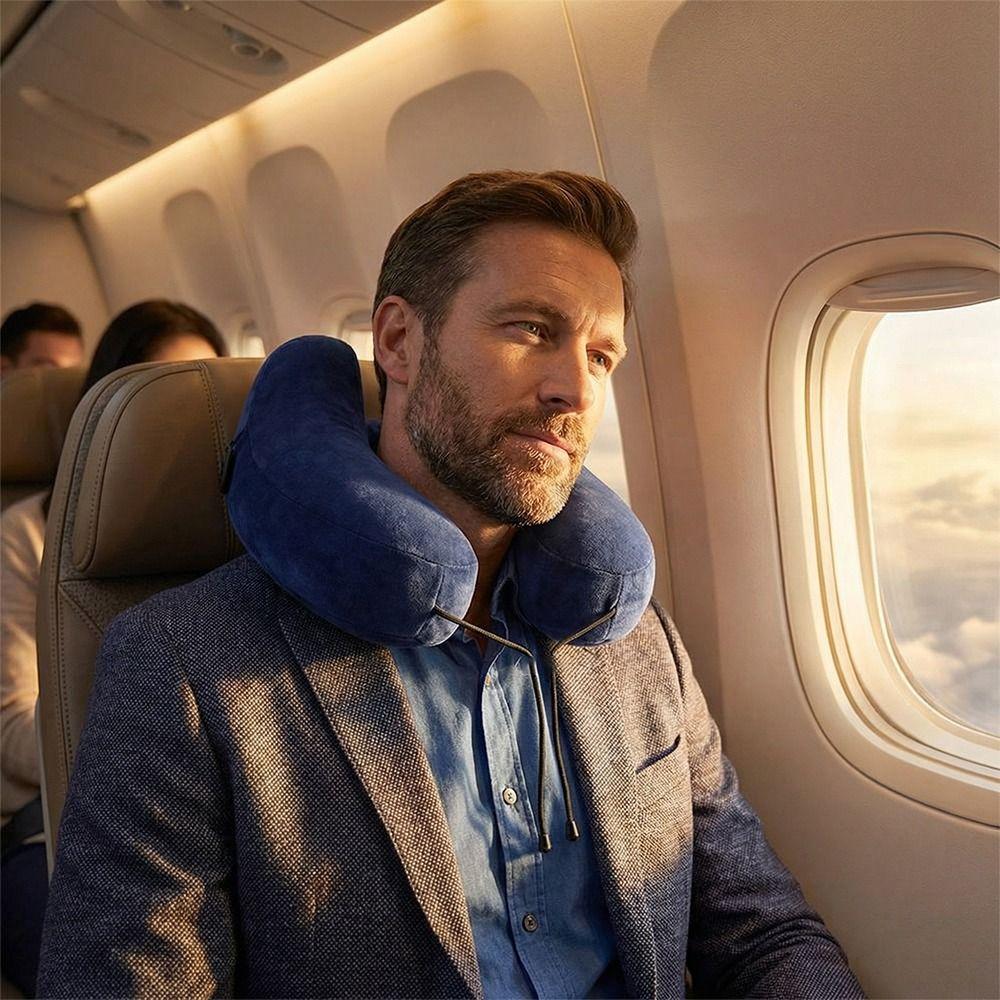 Inflatable Design Inflatable Neck Pillow Breathable Design H-Shaped Pillow  Airplane