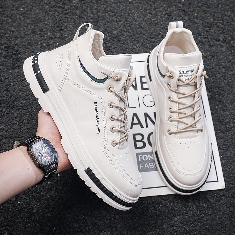 Trendy Men Black Sports Comfortable Low Top Casual Flat Bottom Wear-resistant Outdoor Hiking Lace Up Work Shoes Platform Boots