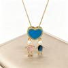 New Arrival Heart-Shaped Zircon Pearl Sons Daughters Neck Necklaces Classic Daily Party Jewelry for Boys Girls Teen Gifts