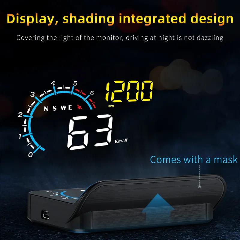 M12 Head Up Display Windshield Projector Electronic Car OBD2 GPS HUD Auto Speedometer Compass Fuel Consumption Voltage Temp