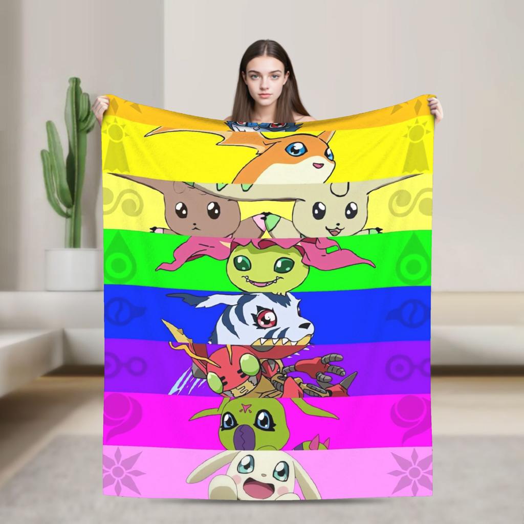 digimon adventure gatomon Flannel Blankets  Warm Soft Bedding Throws for Living Room Picnic Fluffy Bedspread Sofa Bed Cover