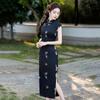 Black Sleeveless Modern Chinese-Inspired Long Cheongsam Dress Women 2026 Stylish Retro Fit