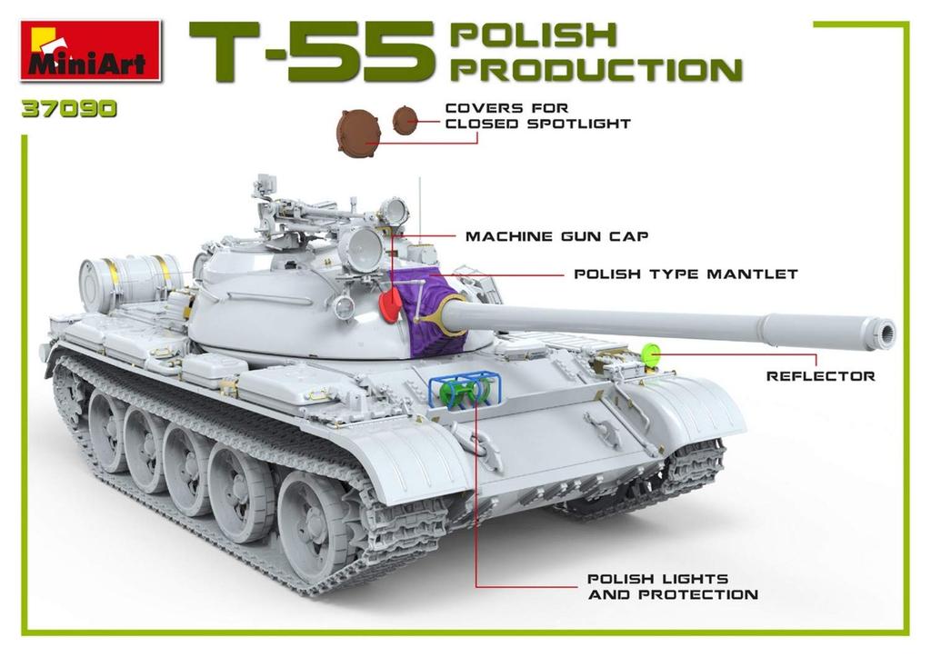 Miniart Polish Plastic Model MA37090 1/35 T-55A