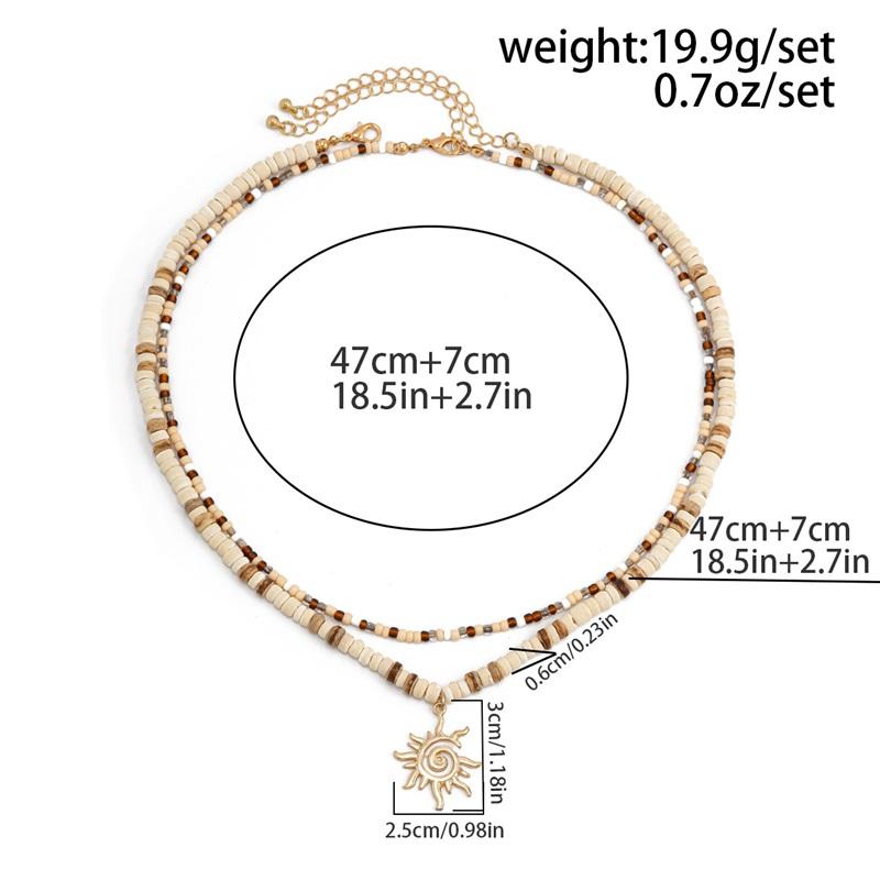 European And American Men's Necklace Beach Vacation Style Coconut Shell Beaded Light Luxury High-end Sun Pendant Clavicle Chain Jewelry
