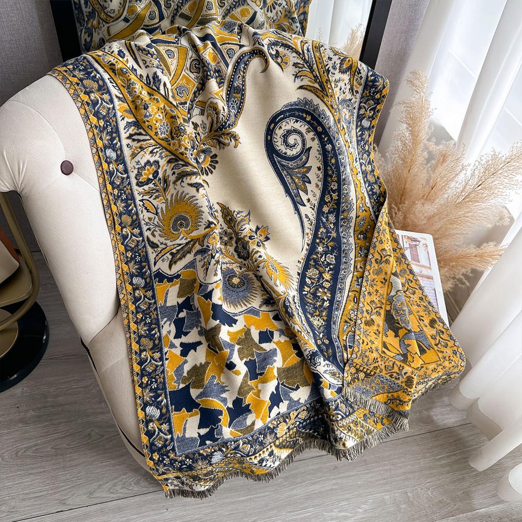 Cashew Print Autumn And Winter Double-Sided Imitation Cashmere Scarf Winter High-End Warm Shawl Women