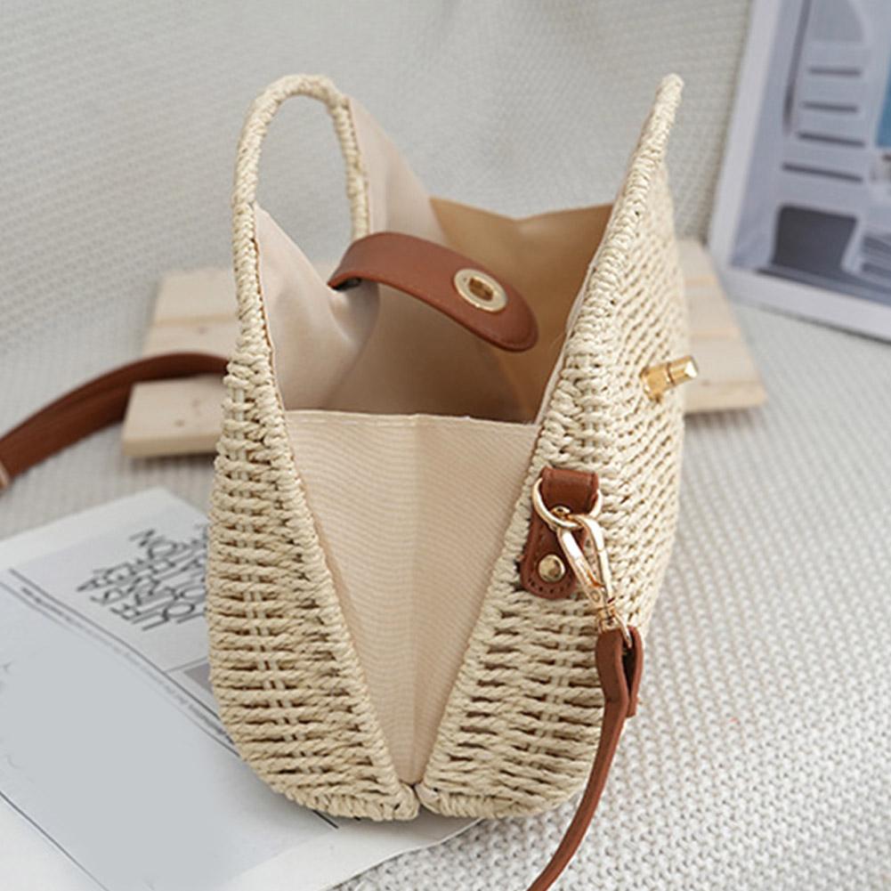 Women Crossbody Bags Summer Woven Shell Female Holiday Straw Handmade Casual Lady Elegant Tote D8W1