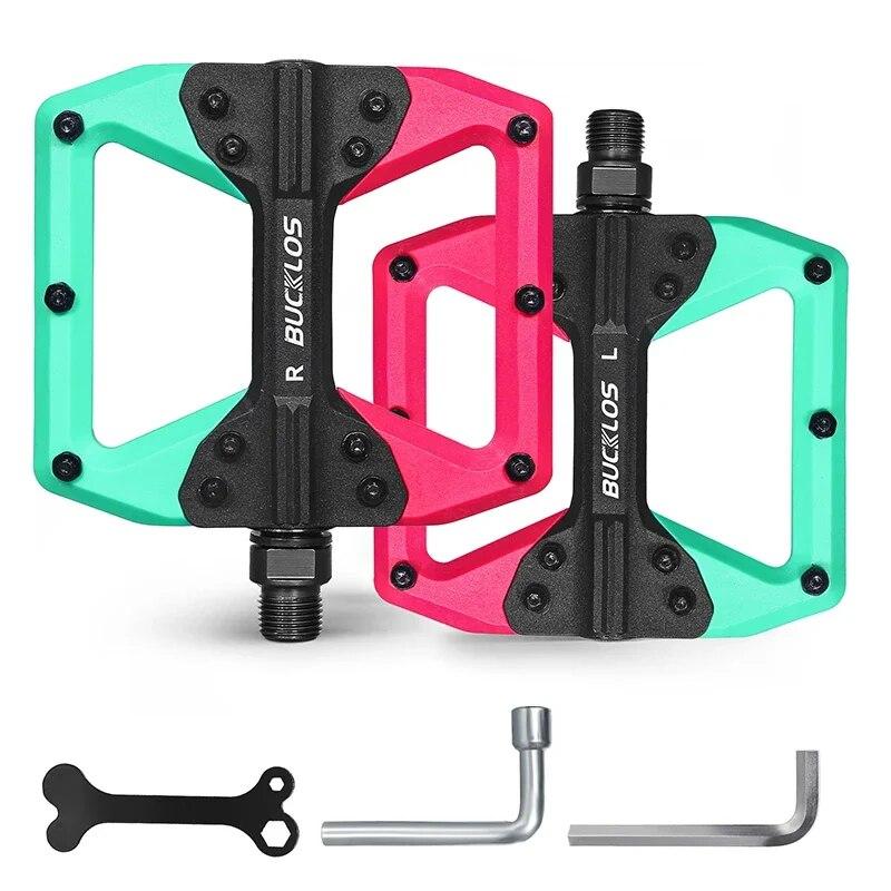 BUCKLOS Bicycle Flat Pedal Durable Nylon Mountain Bike Pedal Dustproof and Waterproof Road Bike Parts Low Price Bicycle Pedal Pedal