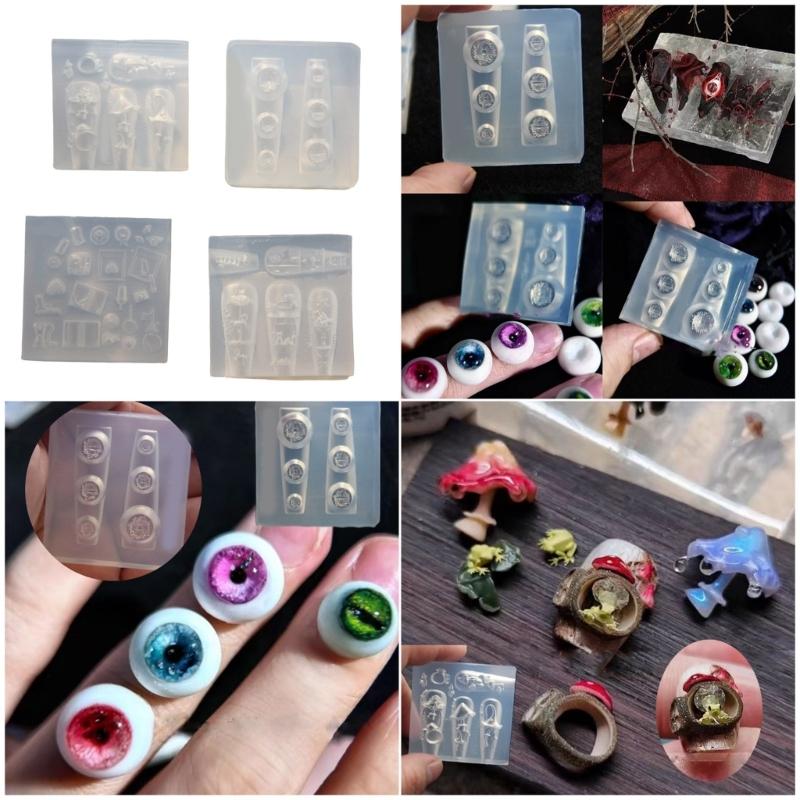 Reusable Nail Casting Mold Nail Charm Silicone Mold Halloween Themed Stereoscopic Carving Nail Art Jewelry Tool