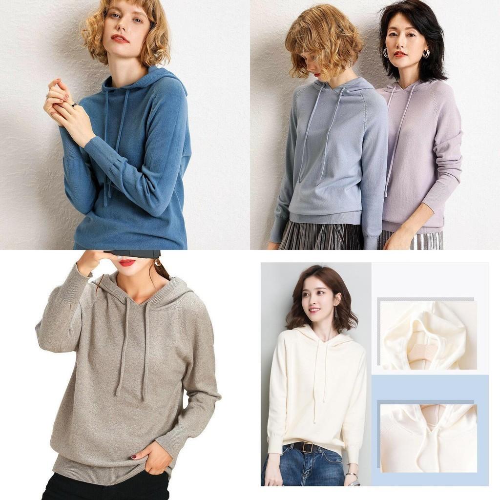 Locker gestrickter Damen-Hoodie aus weichem Kaschmir für kuscheligen Komfort