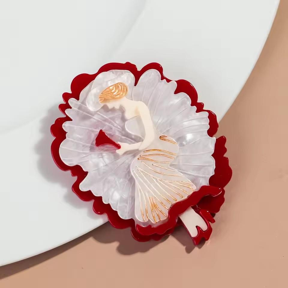 New Fashion Lady Acrylic Brooches for Women Cute Cartoon Glasses Girl Figure Badge Pins Casual Jewelry Clothes Accessories Gift