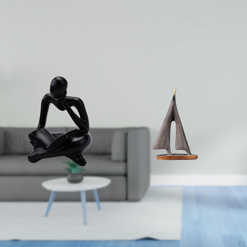 Abstract Sailboat Thinker Statue Decoration for Tabletop Living Room Shelf Office Bookshelf Sailing