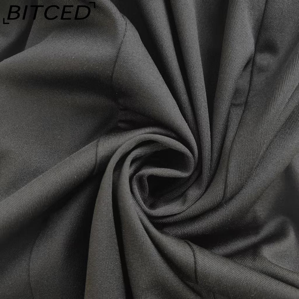 BITCED Spring Collection Solid-Colour O-Neck Short-Length Waist-Defining Pocketed Elegant Dress
