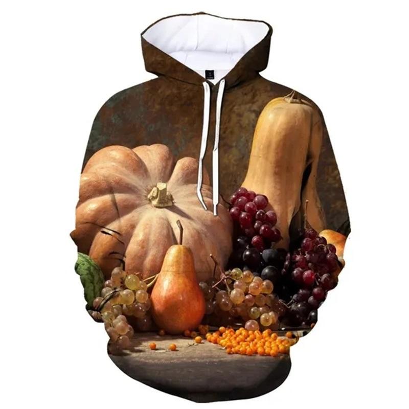 

Овочі Графічні Толстовки для чоловіків Пуловери з 3D друком їжі Дитяча мода Нові толстовки Світшоти Жіноча толстовка з капюшоном 6XL