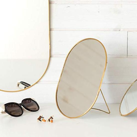 Oglindă de Masă Oglindă Kagami Oglindă de Masă Oglindă de Masă Antică Oglindă de Machiaj Elegantă de Tip Stativ Oval Cadru Alamă