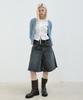 Aobteu Panel Denim Bermuda Pants - Gray