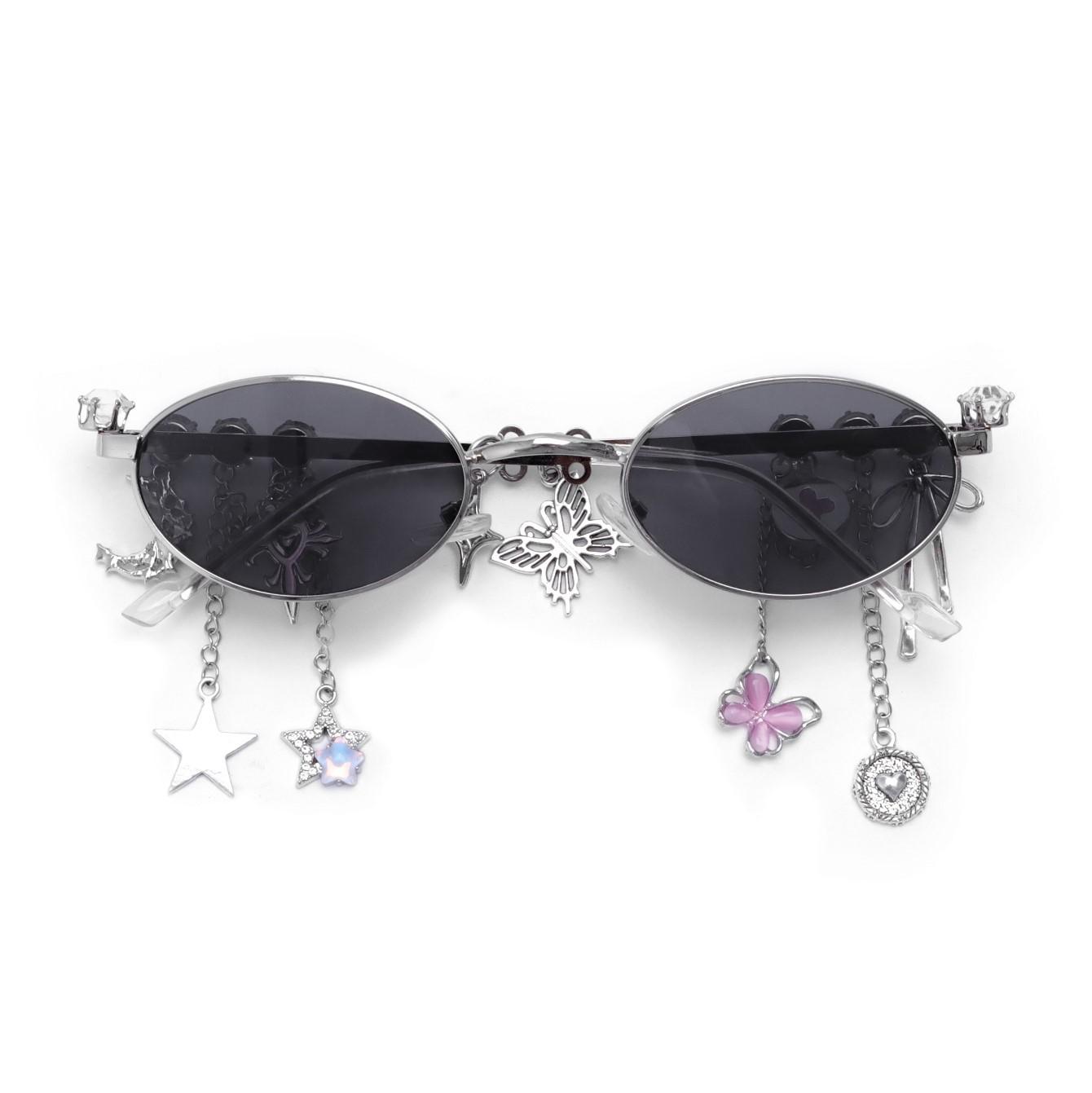 New Sweet Cool Star Diamond Small Frame Elliptical Glasses Japanese Y2k Spicy Girl Style Anti Blue Light