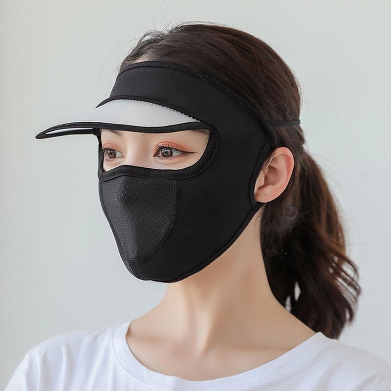 Women Thin Breathable Ice Silk Sunscreen Long Neck Full Face Mask Summer UV Protection Cycling Outdoor Beach Sun Hat