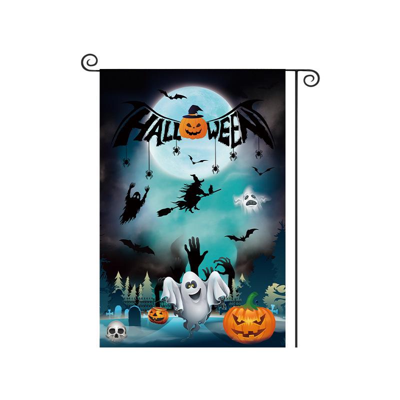Cross-Border Happy Halloween Ghost Garden Flag with Pumpkin and Cartoon Design