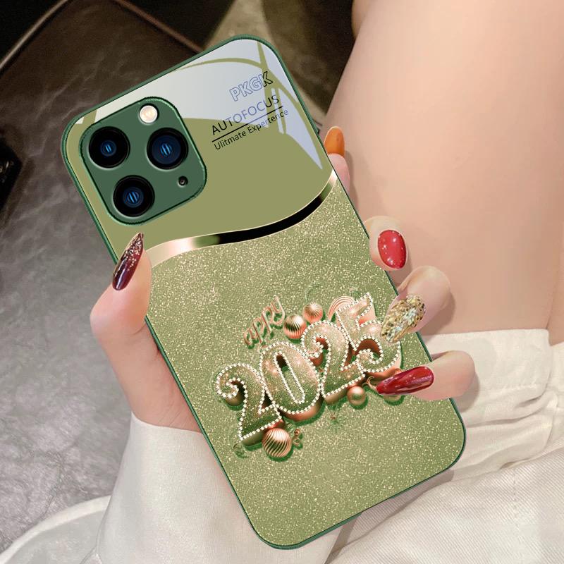 

Барвистий Новий Рік 2025 Для IPhone 16 Pro Max 15 Pro 14 13 12 Mini 11 XS Max XR 7 8 Plus SE 2022 Загартоване Скло Чохол для Телефону For iPhone 16 Pro