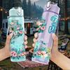 1PC Faith Hope Teal Floral Lettering 750ml Color Plastic Sports Water Bottle Leakproof Flip Straw Lid Suitable for Sports Office Home Use