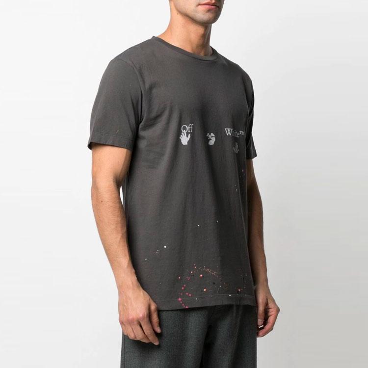 Off-White Vintage Paint Splatter Short-Sleeve Tee Magnet White Men Tops OMAA027S21JER0020601