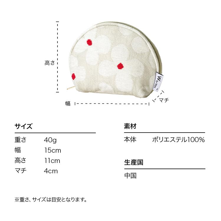 Patterns Gobelin Woven Round Pouch In Camellia Scandinavian Cosmetic Perfect for and Stylish and Cute for Women Wpc. Navy, Retro, Pouch, Multi-Pouch,