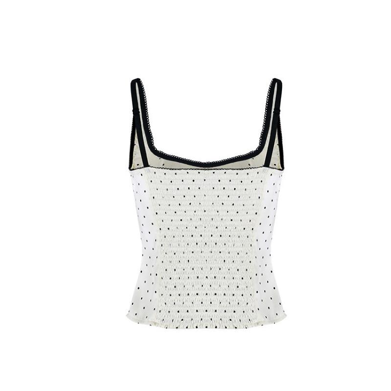 Women Fashion Commuter Polka Dot Slim Spaghetti Strap Camisole Tank Top