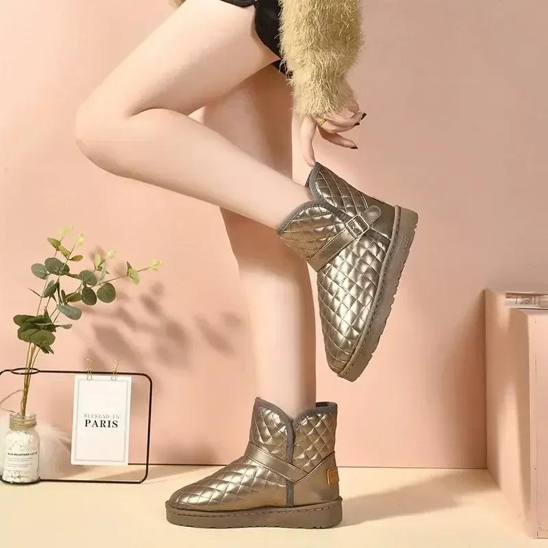 Fashion Waterproof Elegant With Low Heels Female Ankle Shoes Y2k Protective On Offer Slip High Quality Pu Work Ladies Booties Snow Boots