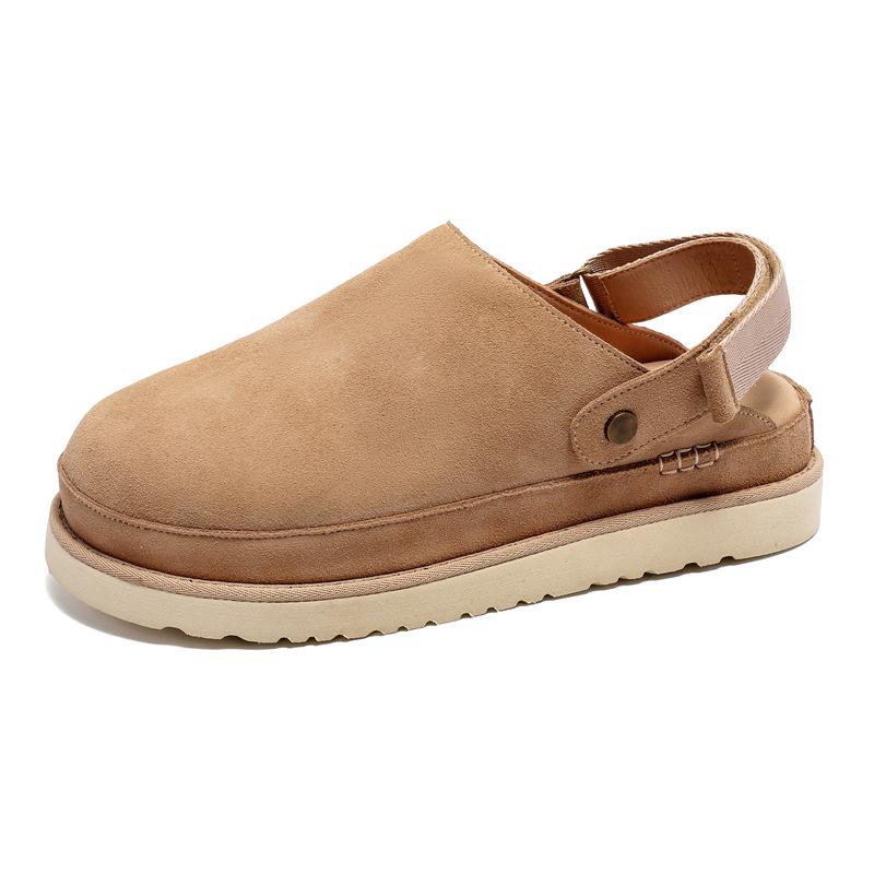 2024 Spring Genuine Leather Slip-On Half Slippers for Couples - Soft Sole, Breathable, Casual, Closed Toe