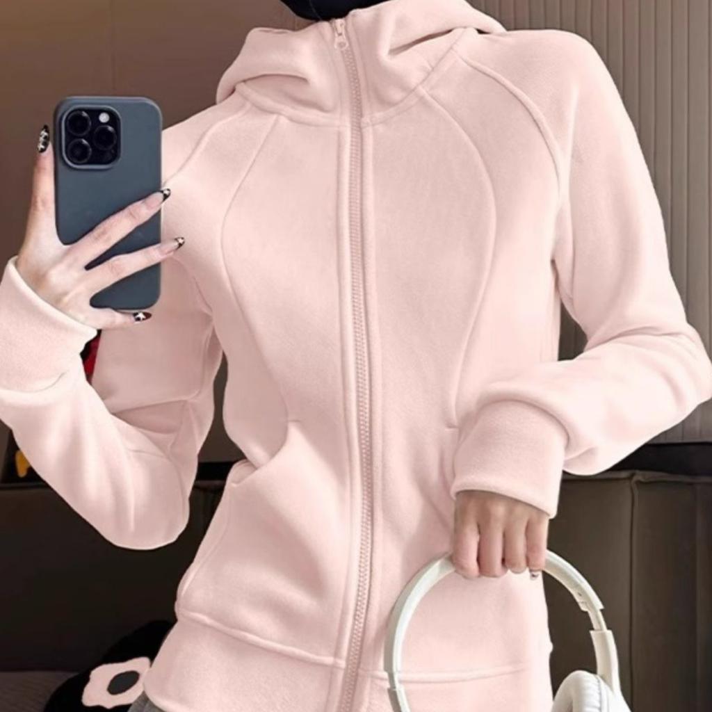 Autumn and Winter Fleece Stand-up Collar Sweater Jacket Women's Spring and Autumn Slim-fit Plus Fleece Jacket Liner