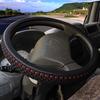 KKYSYELVA Leather+ Silk Car Steering Wheel Covers for Car Bus Truck 36 38 40 42 45 47 50cm Diameter Auto Steering-wheel