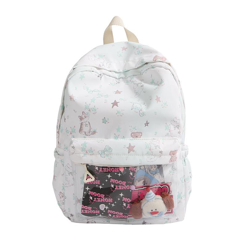 The Schoolbag Is High-value, Fresh and Cute, and the Printed Back Is Casual for Junior High School Students. It Is Simple, Light and Versatile.