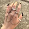 IF ME Punk Silver Color Long Chain Rings for Women Men Hiphop Tassel Butterfly Rings Set Party Jewelry Gift