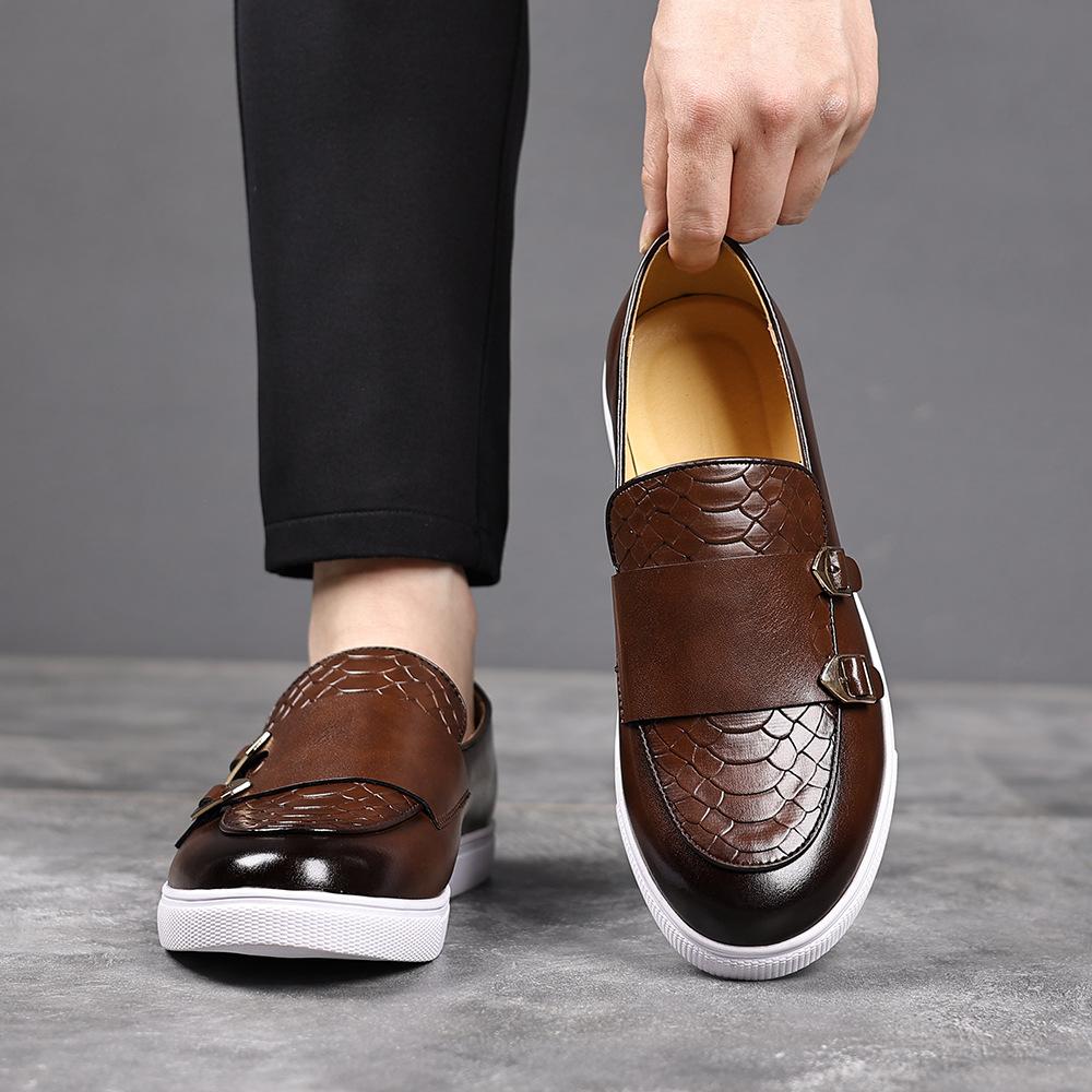 Men's Shoes Fashion Casual Leather Shoes Men's Spring and Autumn British Style Shoes Buckle Men
