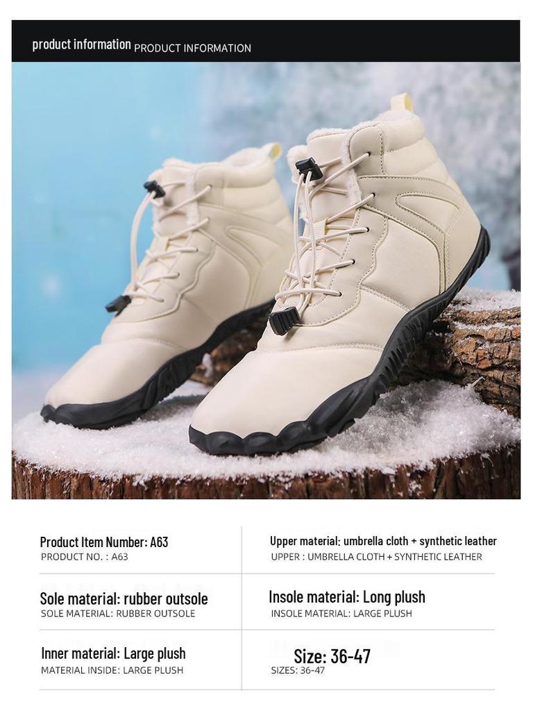 Unisex Mid-Top Winter Snow Boots: Thickened Velvet, Non-Slip Outdoor Hiking Shoes