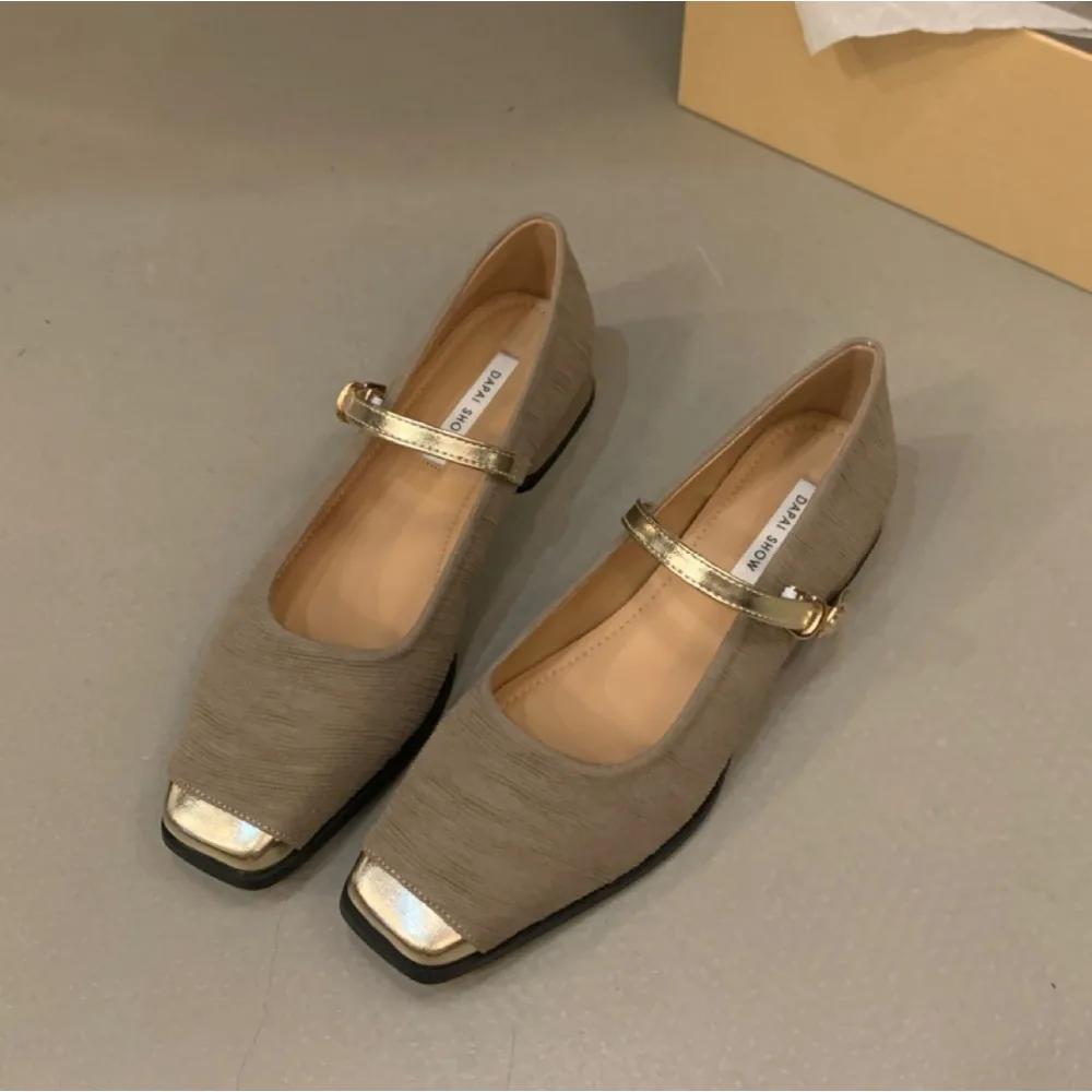 Women's High Heels Spring and Autumn Mary Jane Shoes for Womens New Style Color Blocked Coarse Follow Up Shoes Lady Heels Women