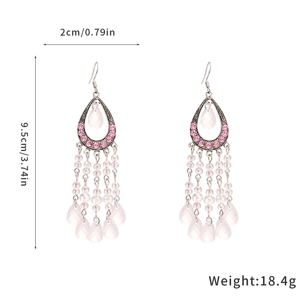 Water Drop Tassel Ear Hooks Fashionretro Earrings Ethnic Style Earrings Sense of Designniche Style