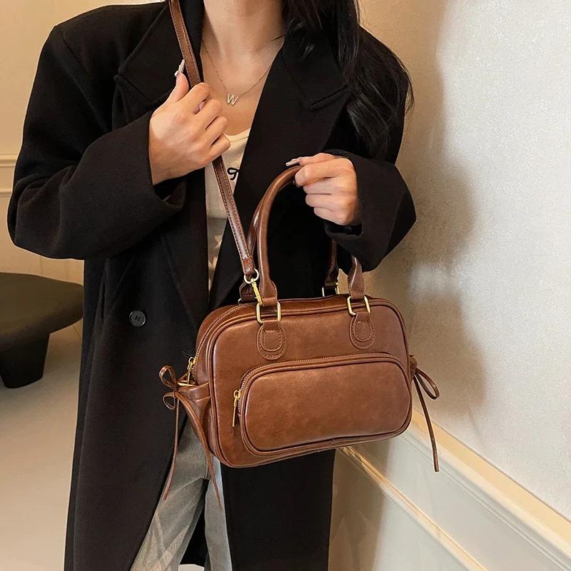 Small Cute PU Leather Crossbody Bags with Short Handle for Women 2024 Winter Luxury Fashion Shoulder Bag Handbags