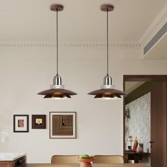 New Chinese Style Minimalist Wood Grain Chandelier for Dining, Bedside, or Bar
