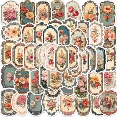 50 Vintage Blumen Spiegel Graffiti Aufkleber Personalisierte Dekorative Gitarre Notizbuch Koffer DIY Wasserdichte Aufkleber