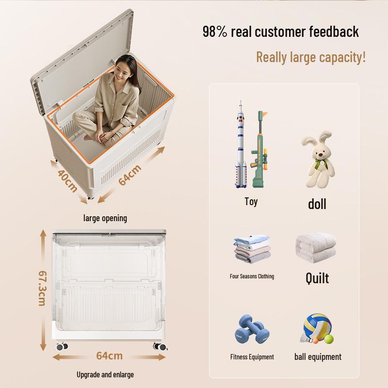 Foldable Plush Toy Storage Basket - Extra Large Flip-Top Box for Living Room