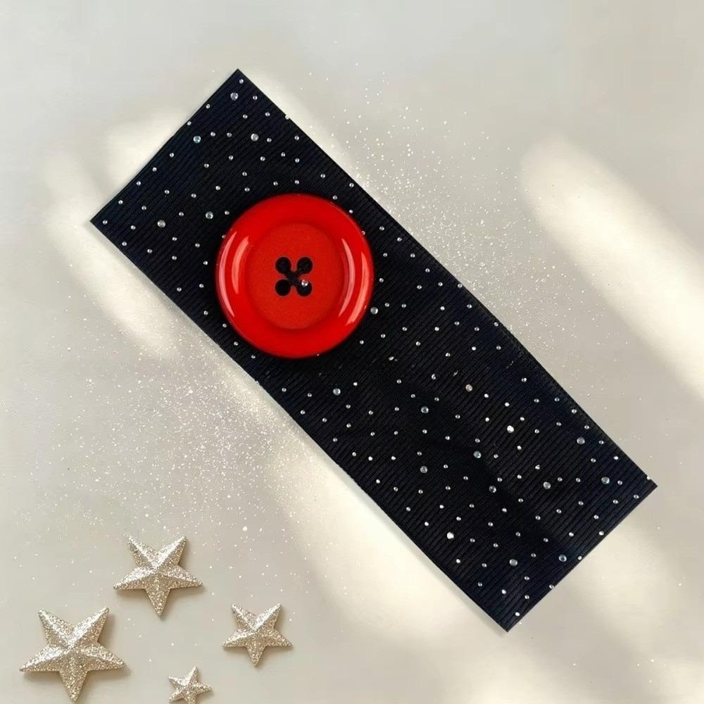 New Large Button Button Hairband Colorful Vintage Style Elastic Hairband Stretchable Polyester Retro Headband Women